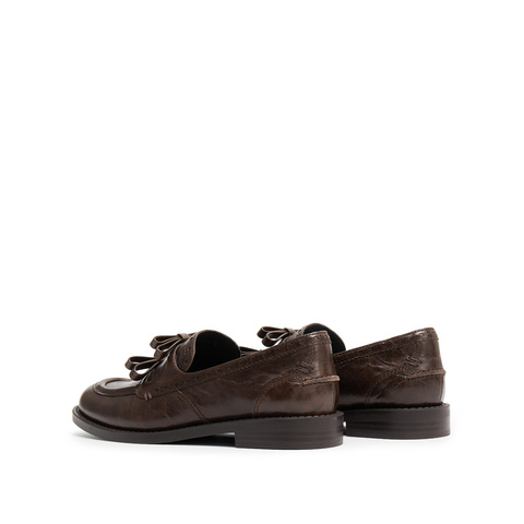 思加图2025秋季新款甜酷乐福鞋一脚蹬小皮鞋平底鞋女单鞋EHH07CM5