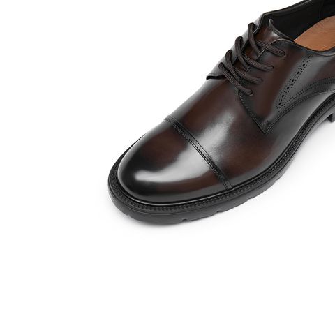 思加图2025秋季新款黑伯爵牛津鞋德比鞋系带商务皮鞋男鞋H0384CM5