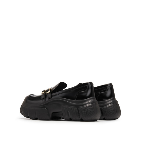 思加图2025秋季新款英伦风乐福鞋厚底增高小皮鞋一脚蹬女ESF22CA5