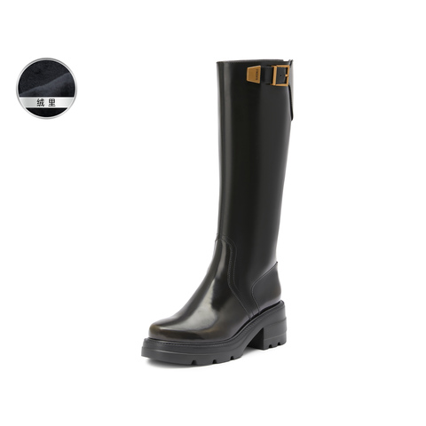 思加图2025冬季新款马鞍靴骑士靴机车靴长靴高筒靴女靴子EEZ19DG5