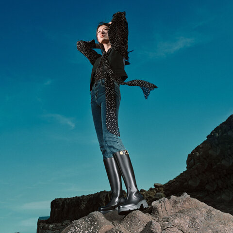 思加图2025冬季新款马鞍靴骑士靴机车靴长靴高筒靴女靴子EEZ19DG5