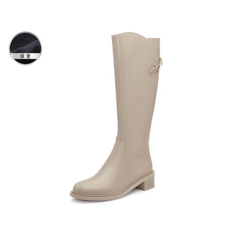 思加图2025冬季新款骑士乐章长筒靴及膝靴粗跟骑士靴女靴EC326DG5