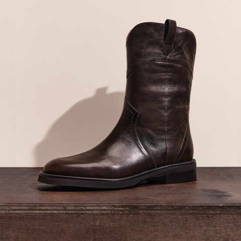 思加图2025冬季新款英伦风西部靴牛仔靴中靴时装靴女靴子Z0521DZ5