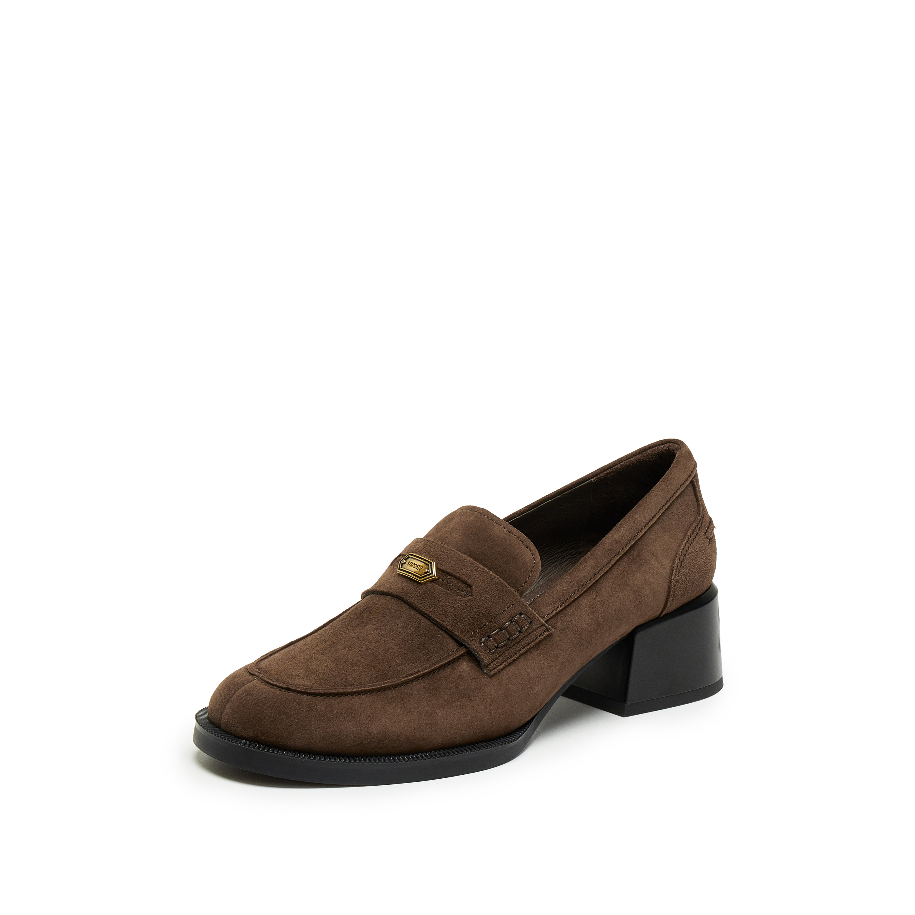 思加图2025秋季新款英伦风乐福鞋粗跟增高小皮鞋单鞋女皮鞋EGY02CA5