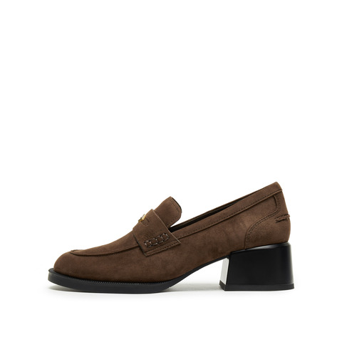 思加图2025秋季新款英伦风乐福鞋粗跟增高小皮鞋单鞋女皮鞋EGY02CA5