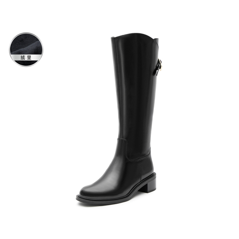 思加图2025冬季新款骑士乐章长筒靴及膝靴粗跟骑士靴女靴EC326DG5