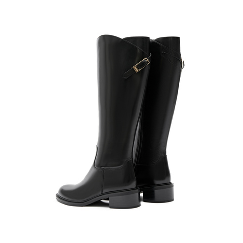 思加图2025冬季新款骑士乐章长筒靴及膝靴粗跟骑士靴女靴EC326DG5