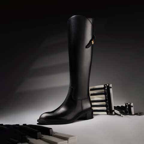 思加图2025冬季新款骑士乐章长筒靴及膝靴粗跟骑士靴女靴EC326DG5