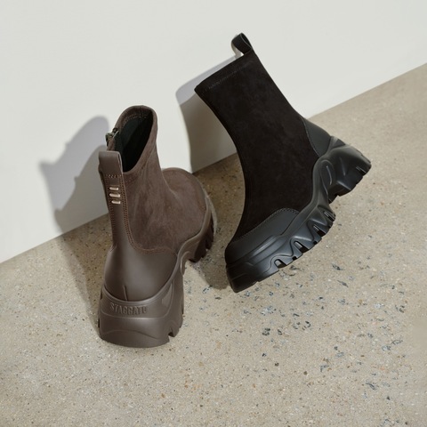 思加图2025冬季新款交响海豚运动靴中靴厚底增高瘦瘦靴女EIX03DZ5