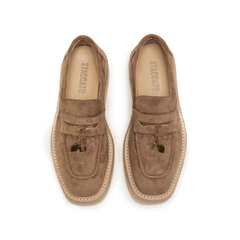 思加图2025秋季新款复古乐福鞋渔夫鞋厚底增高一脚蹬女鞋H2276CA5