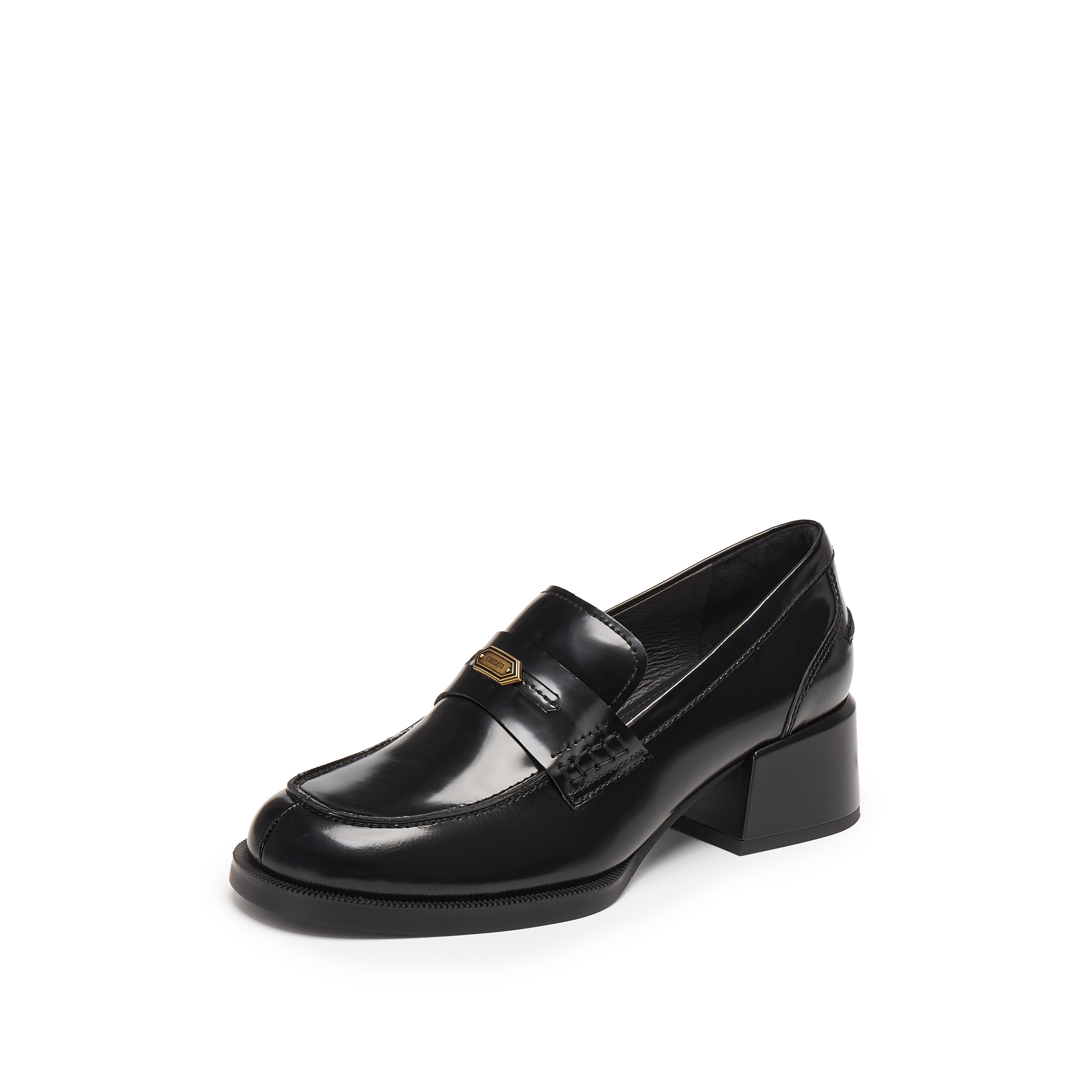 思加图2025秋季新款英伦风乐福鞋粗跟增高小皮鞋单鞋女鞋EGY02CA5