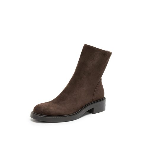 思加图2025冬季新款复古中靴瘦瘦靴时装靴粗跟通勤女靴子Z1604DZ5