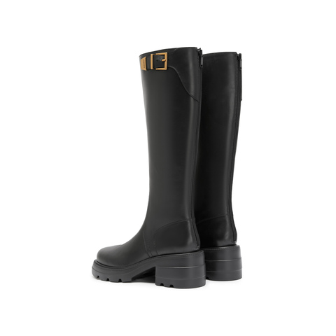 思加图2025冬季新款马鞍靴骑士靴机车靴长靴高筒靴女靴子EEZ19DG5