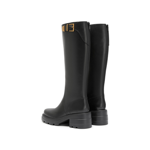 思加图2025冬季新款马鞍靴骑士靴机车靴长靴高筒靴女靴子EEZ19DG5