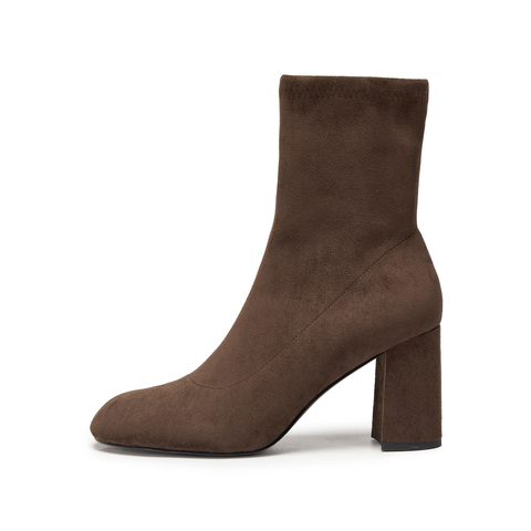 思加图2025冬季新款法式时装靴弹力靴瘦瘦靴中靴高跟靴女H8088DZ5