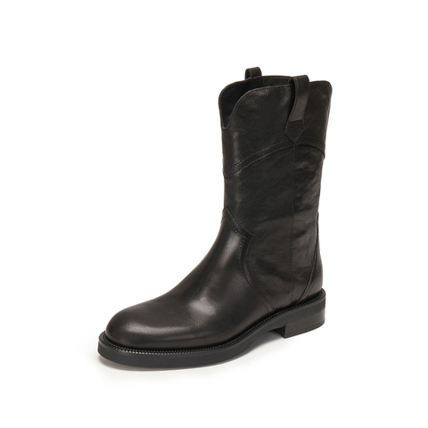 思加图2025冬季新款英伦风西部靴牛仔靴中靴时装靴女靴子Z0521DZ5