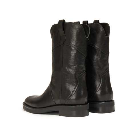 思加图2025冬季新款英伦风西部靴牛仔靴中靴时装靴女靴子Z0521DZ5