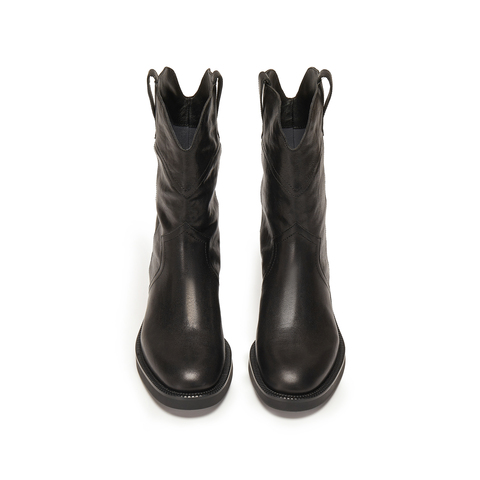 思加图2025冬季新款英伦风西部靴牛仔靴中靴时装靴女靴子Z0521DZ5