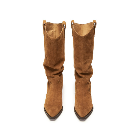 思加图2025冬季新款英伦风西部靴牛仔靴长靴高筒靴女靴子J7103DG5