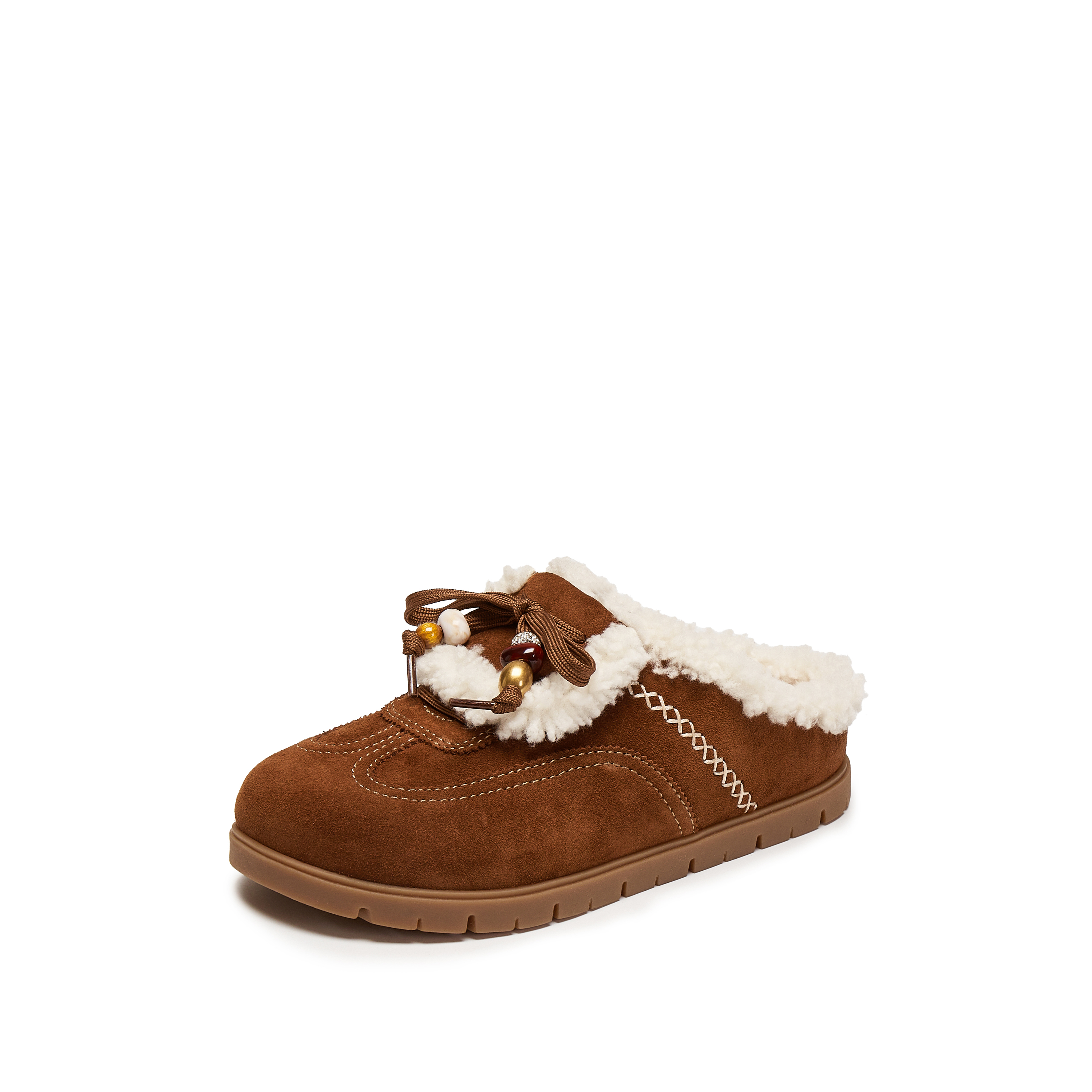 思加图2025冬季新款雪绒绒复古勃肯鞋大头鞋厚底半拖鞋女EIM02DH5