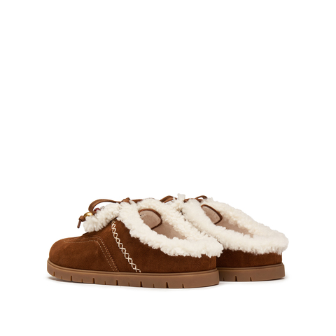 思加图2025冬季新款雪绒绒复古勃肯鞋大头鞋厚底半拖鞋女EIM02DH5