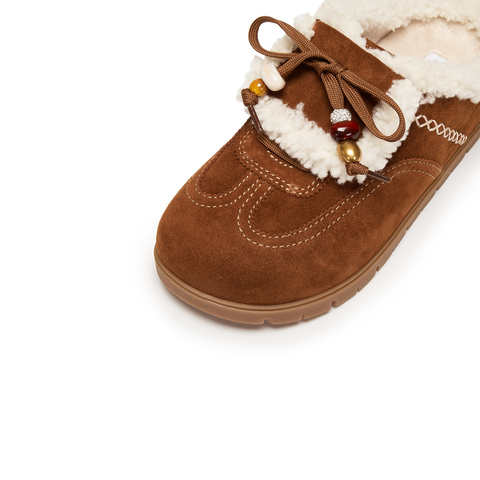 思加图2025冬季新款雪绒绒复古勃肯鞋大头鞋厚底半拖鞋女EIM02DH5