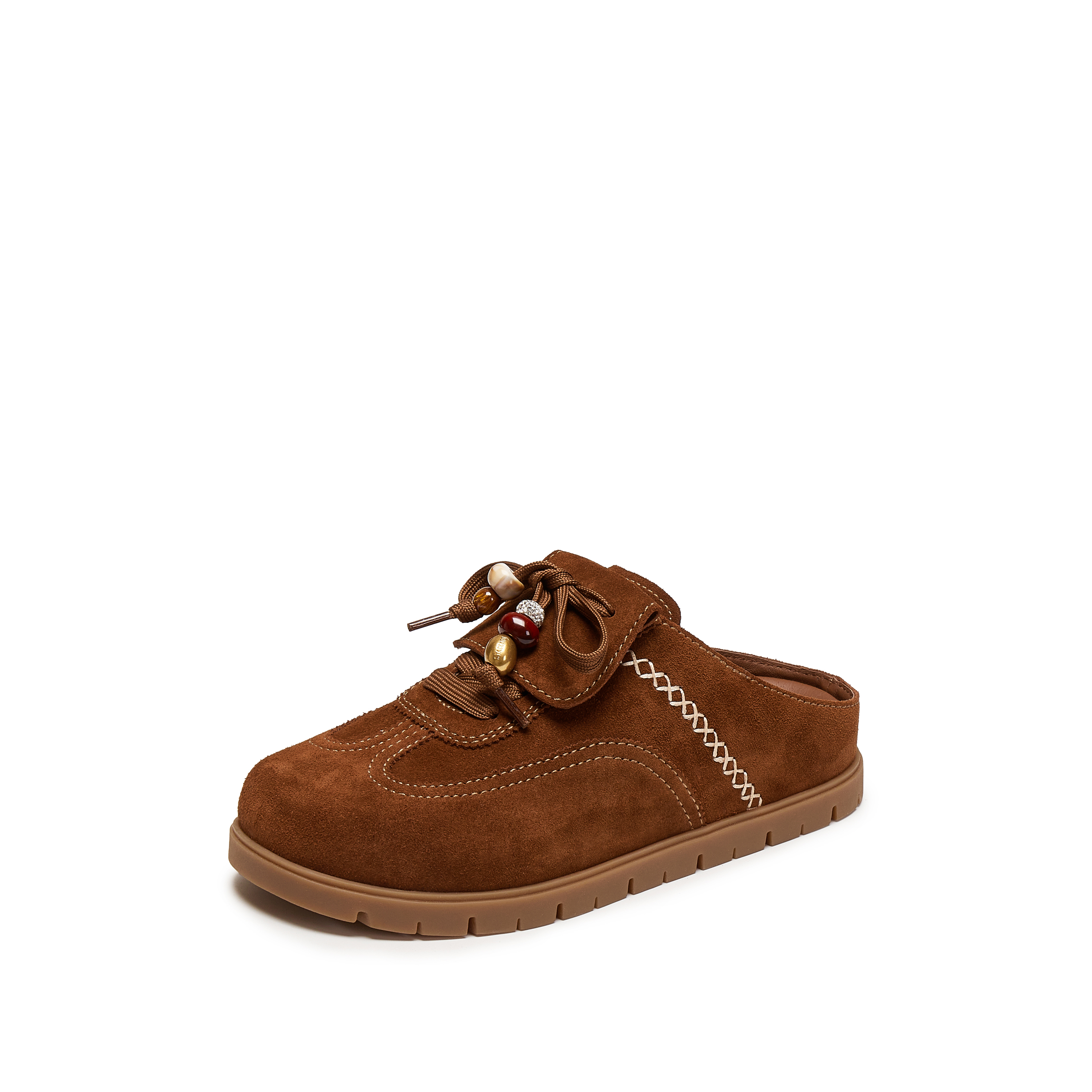 思加图2025冬季新款雪绒绒复古勃肯鞋大头鞋厚底半拖鞋女EIM02DH5