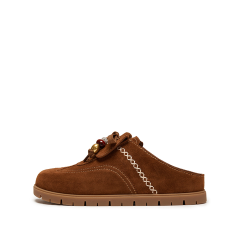 思加图2025冬季新款雪绒绒复古勃肯鞋大头鞋厚底半拖鞋女EIM02DH5