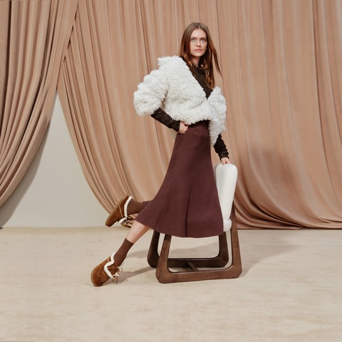 思加图2025冬季新款雪绒绒复古勃肯鞋大头鞋厚底半拖鞋女EIM02DH5