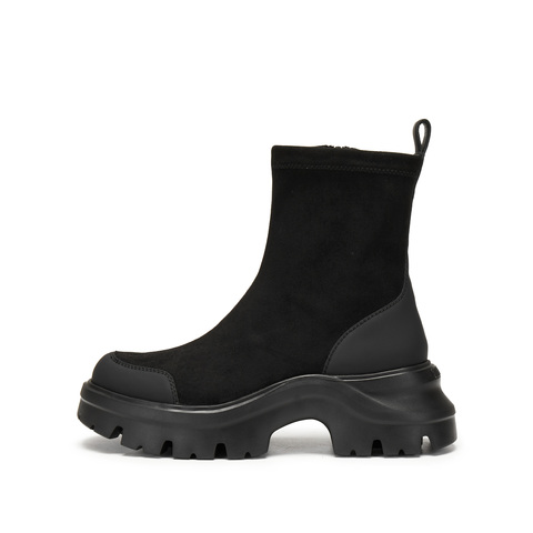 思加图2025冬季新款弹力靴中靴时装靴厚底增高运动靴女靴EJA04DZ5