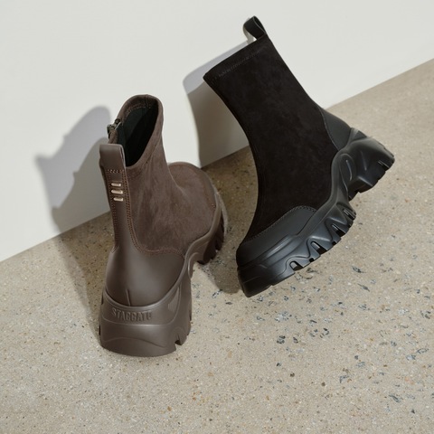 思加图2025冬季新款弹力靴中靴时装靴厚底增高运动靴女靴EJA04DZ5