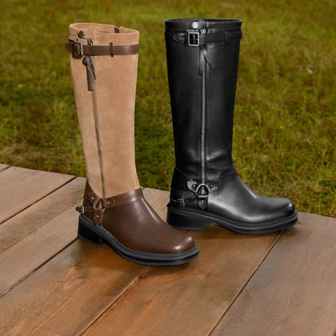 思加图2025冬季新款东十街骑士靴长靴时装靴粗跟女皮靴子EIH04DG5