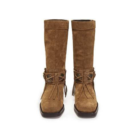 思加图2025冬季新款塞尔玛西部靴牛仔靴长靴高筒靴女靴子EI701DG5