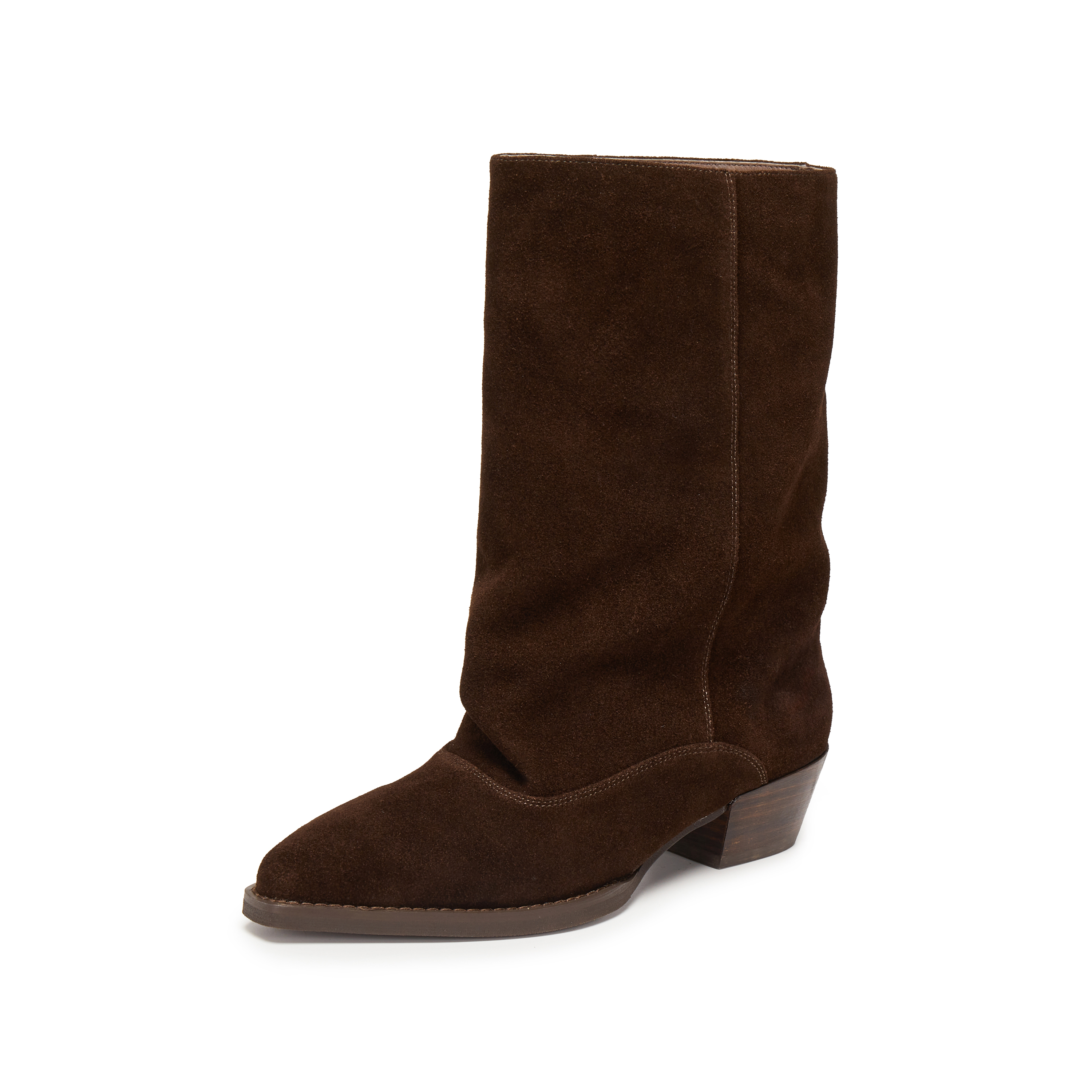 思加图2025冬季新款复古西部靴牛仔靴长靴高筒靴粗跟女靴J7102DS5