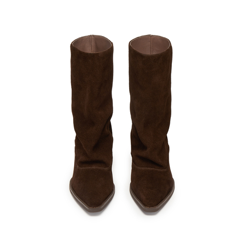 思加图2025冬季新款复古西部靴牛仔靴长靴高筒靴粗跟女靴J7102DS5