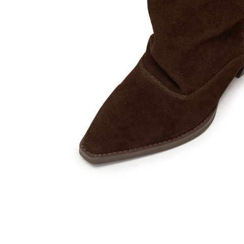 思加图2025冬季新款复古西部靴牛仔靴长靴高筒靴粗跟女靴J7102DS5