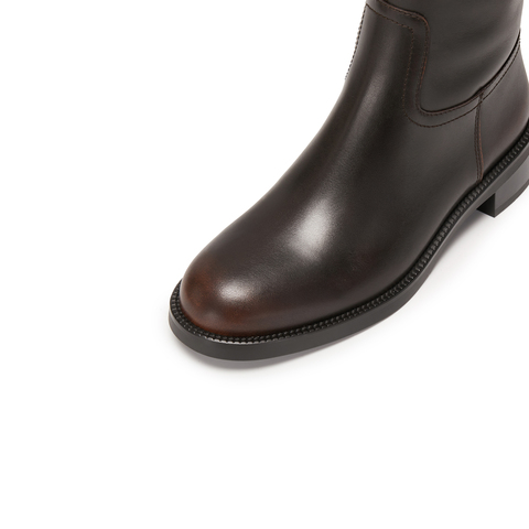 思加图2025冬季新款蝴蝶骑士长靴高筒靴骑士靴粗跟女靴EIF04DG5