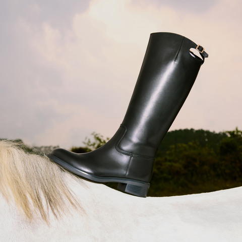 思加图2025冬季新款蝴蝶骑士长靴高筒靴骑士靴粗跟女靴EIF04DG5