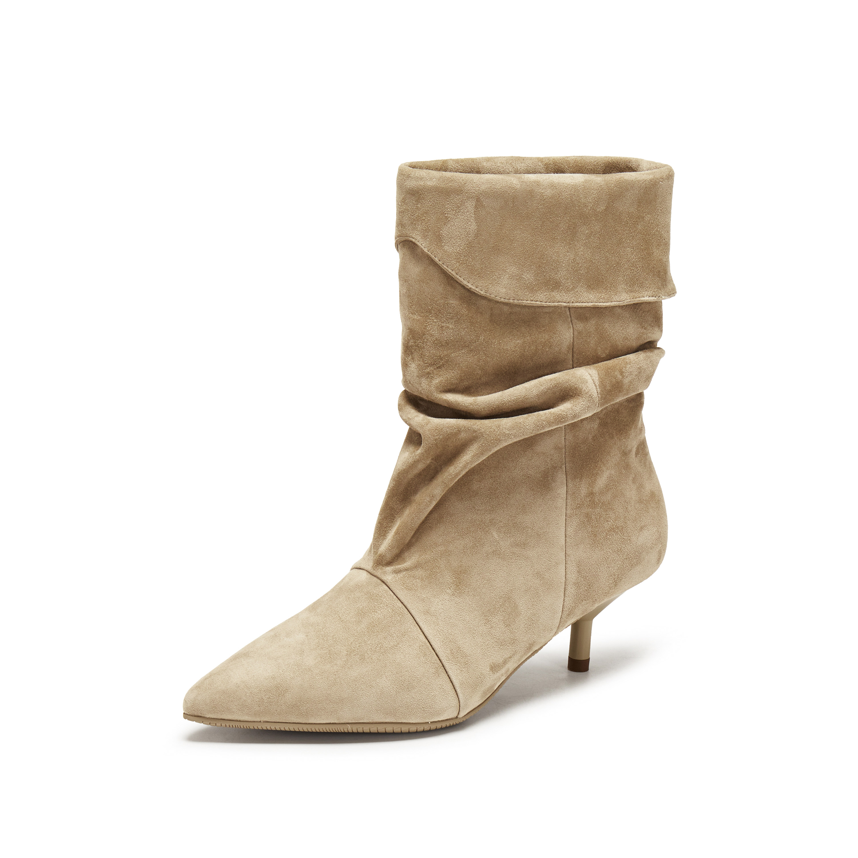 思加图2025冬季新款复古长靴时装靴堆堆靴细跟尖头女皮靴9S007DS5