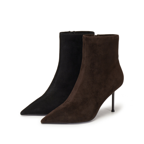 思加图2025冬季新款气质通勤时装靴中靴高跟鞋细跟女靴子H8058DD5