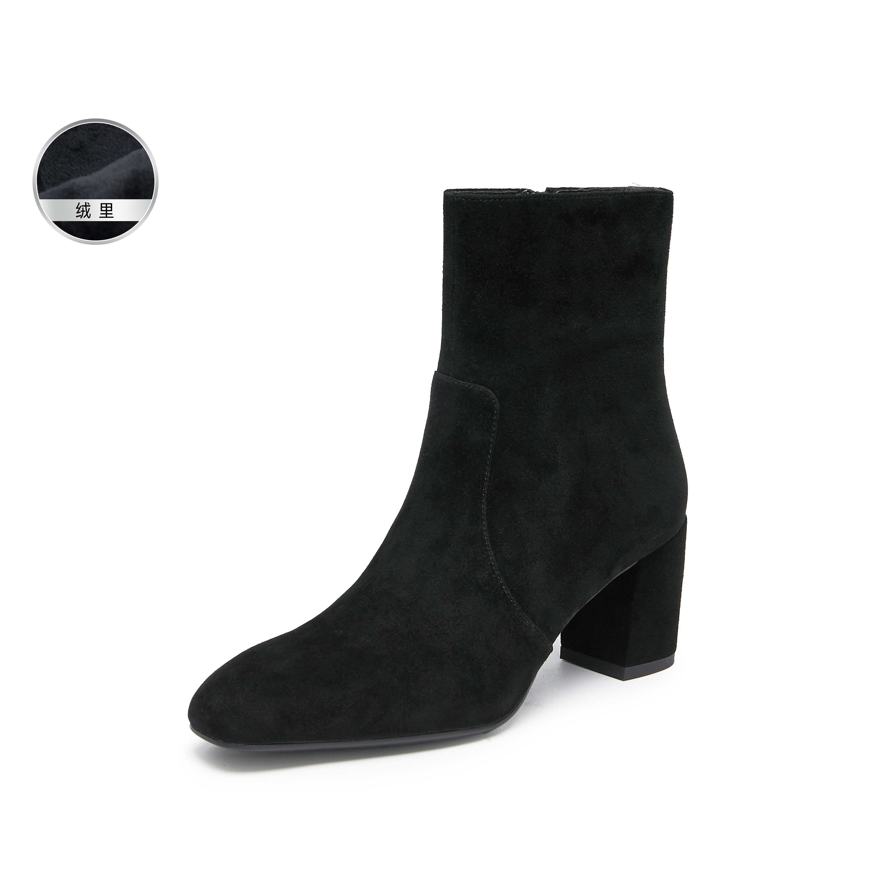 思加图2025冬季新款锈色海棠短靴粗跟通勤时装靴女皮靴子EYJ03DD5