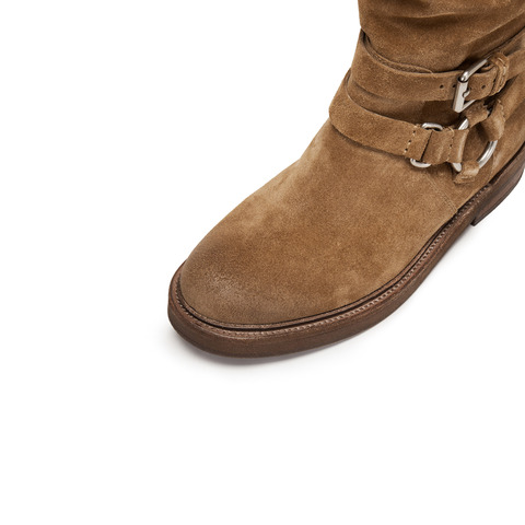 思加图2025冬季新款复古西部靴长靴高筒靴时装靴粗跟女靴Y5912DG5