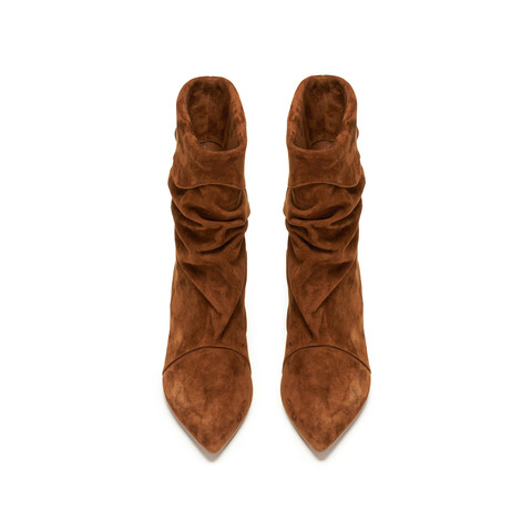 思加图2025冬季新款复古长靴时装靴堆堆靴细跟尖头女皮靴9S007DS5