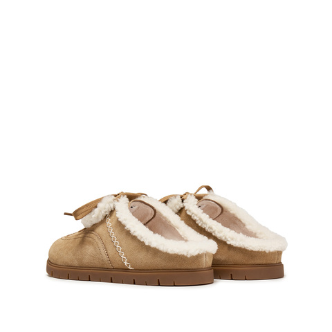 思加图2025冬季新款雪绒绒复古勃肯鞋大头鞋厚底半拖鞋女EIM02DH5