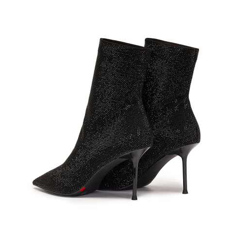 思加图2025冬季新款气质时装靴弹力靴中靴高跟鞋优雅女靴H8025DZ5