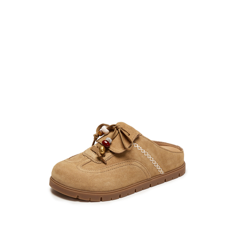 思加图2025冬季新款雪绒绒复古勃肯鞋大头鞋厚底半拖鞋女EIM02DH5