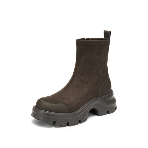 思加图2025冬季新款弹力靴中靴时装靴厚底增高运动靴女靴EJA04DZ5