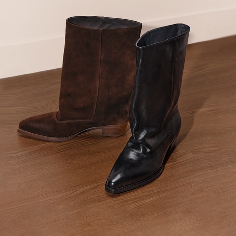 思加图2025冬季新款复古西部靴牛仔靴长靴高筒靴粗跟女靴J7102DS5