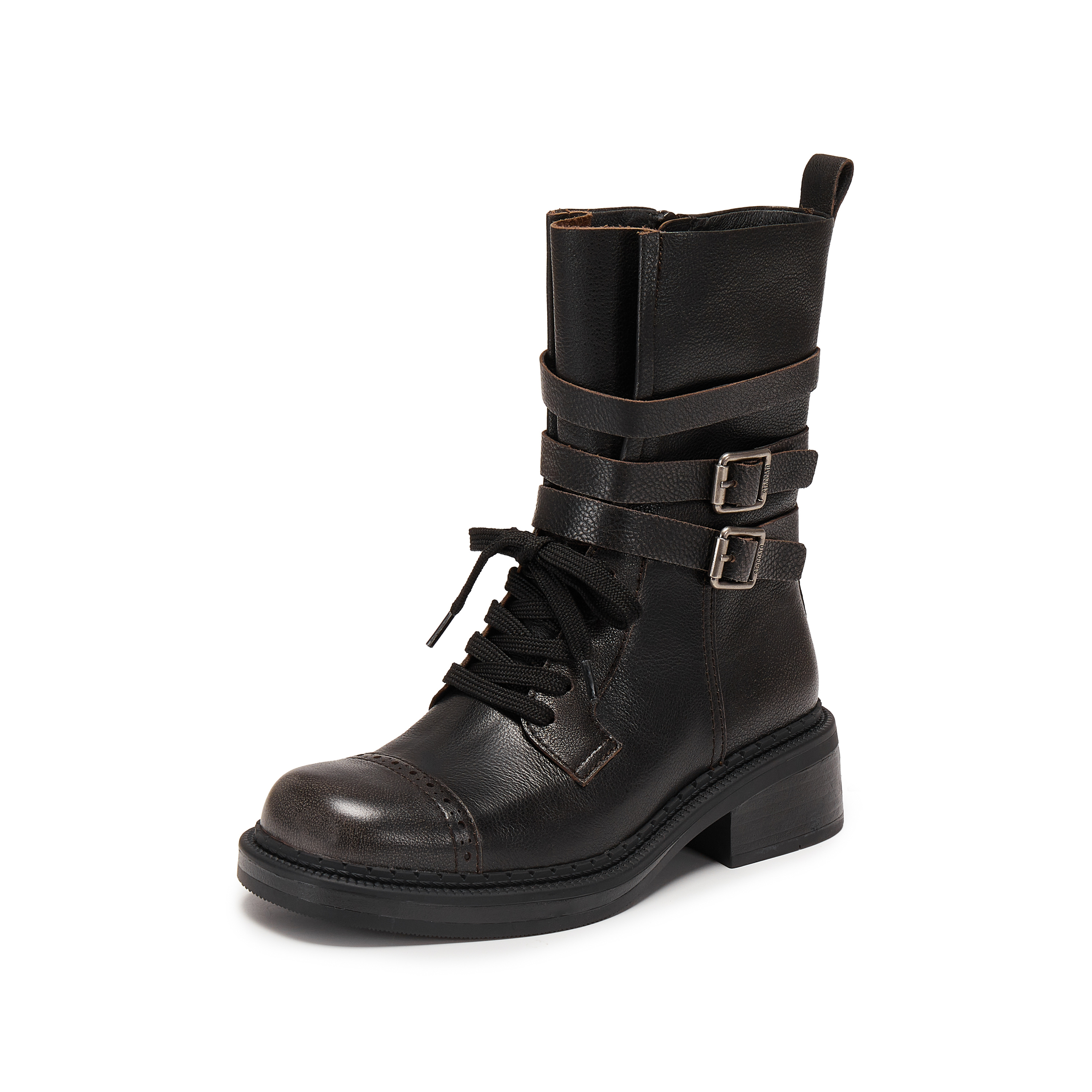 思加图2025冬季新款玫瑰鼓手马丁靴中靴厚底时装靴女靴子EIH02DZ5