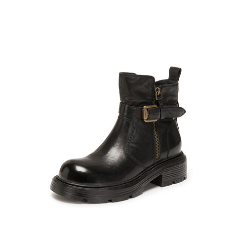 思加图2025冬季新款英伦风工装靴短靴厚底增高时装靴女靴J5883DD5